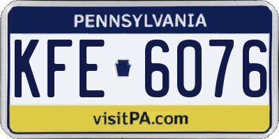 PA license plate KFE6076