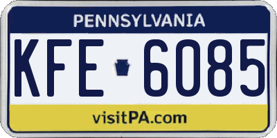 PA license plate KFE6085