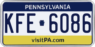 PA license plate KFE6086