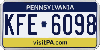 PA license plate KFE6098