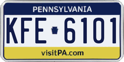 PA license plate KFE6101