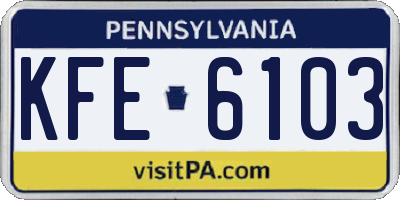 PA license plate KFE6103