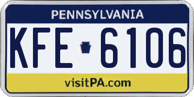 PA license plate KFE6106