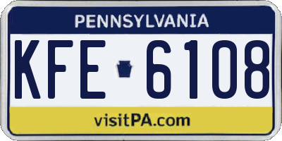 PA license plate KFE6108