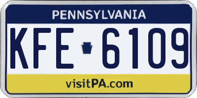 PA license plate KFE6109