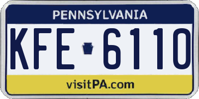 PA license plate KFE6110