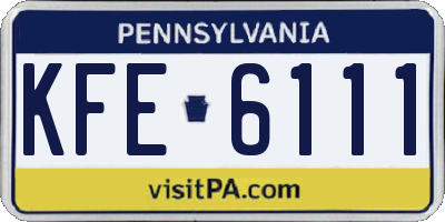 PA license plate KFE6111