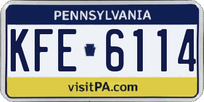 PA license plate KFE6114