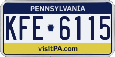 PA license plate KFE6115