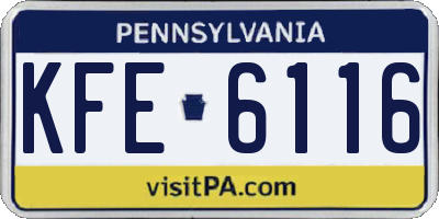 PA license plate KFE6116