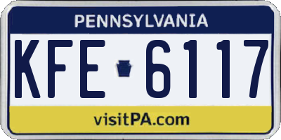 PA license plate KFE6117