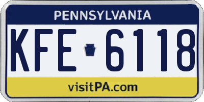 PA license plate KFE6118