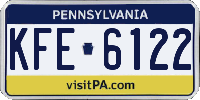 PA license plate KFE6122