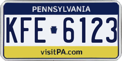 PA license plate KFE6123