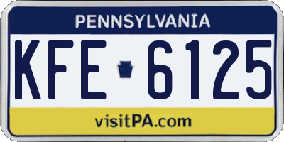 PA license plate KFE6125