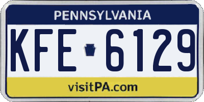 PA license plate KFE6129