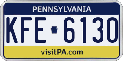 PA license plate KFE6130