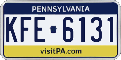PA license plate KFE6131