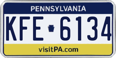 PA license plate KFE6134