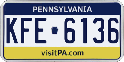 PA license plate KFE6136
