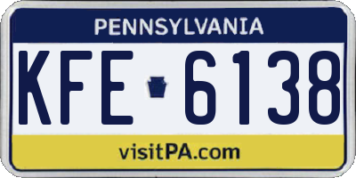 PA license plate KFE6138