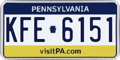 PA license plate KFE6151