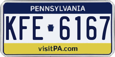 PA license plate KFE6167