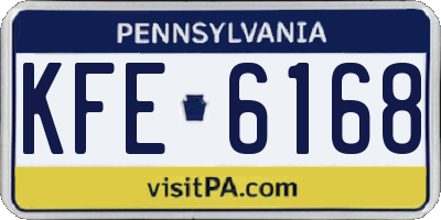 PA license plate KFE6168