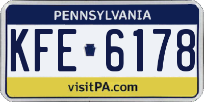 PA license plate KFE6178