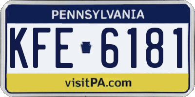 PA license plate KFE6181