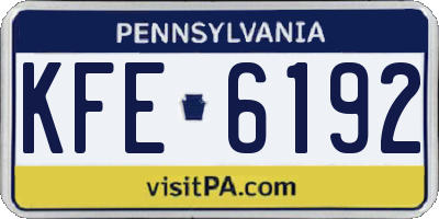 PA license plate KFE6192