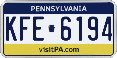 PA license plate KFE6194