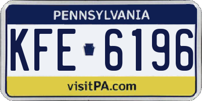 PA license plate KFE6196