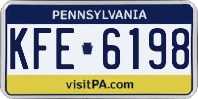 PA license plate KFE6198