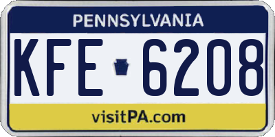 PA license plate KFE6208