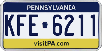 PA license plate KFE6211