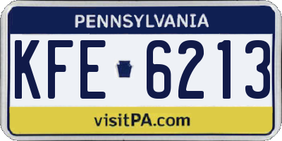PA license plate KFE6213