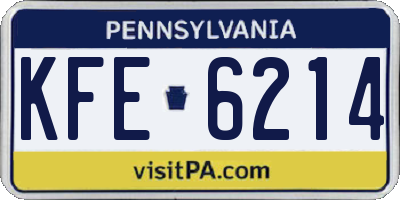 PA license plate KFE6214