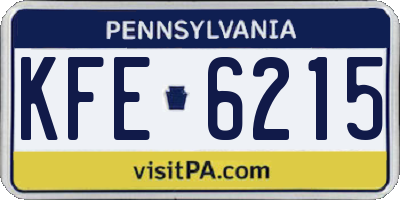 PA license plate KFE6215