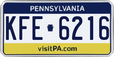 PA license plate KFE6216