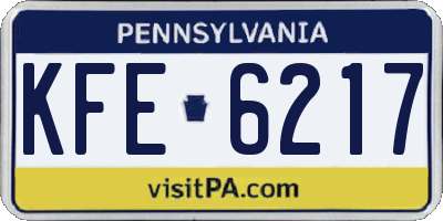 PA license plate KFE6217