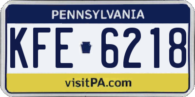 PA license plate KFE6218