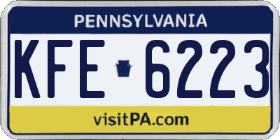 PA license plate KFE6223