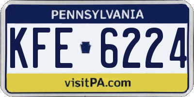 PA license plate KFE6224