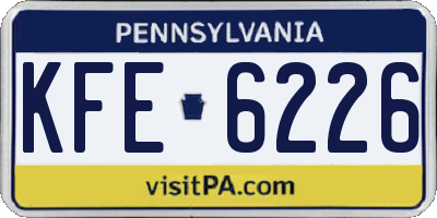 PA license plate KFE6226