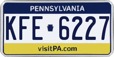 PA license plate KFE6227
