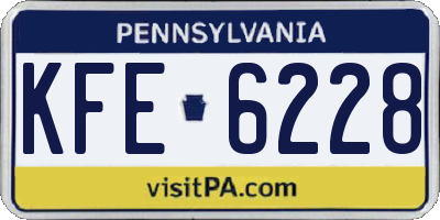 PA license plate KFE6228