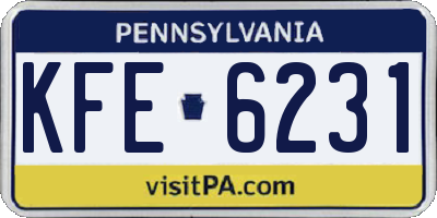 PA license plate KFE6231