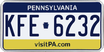 PA license plate KFE6232