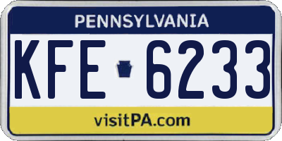 PA license plate KFE6233